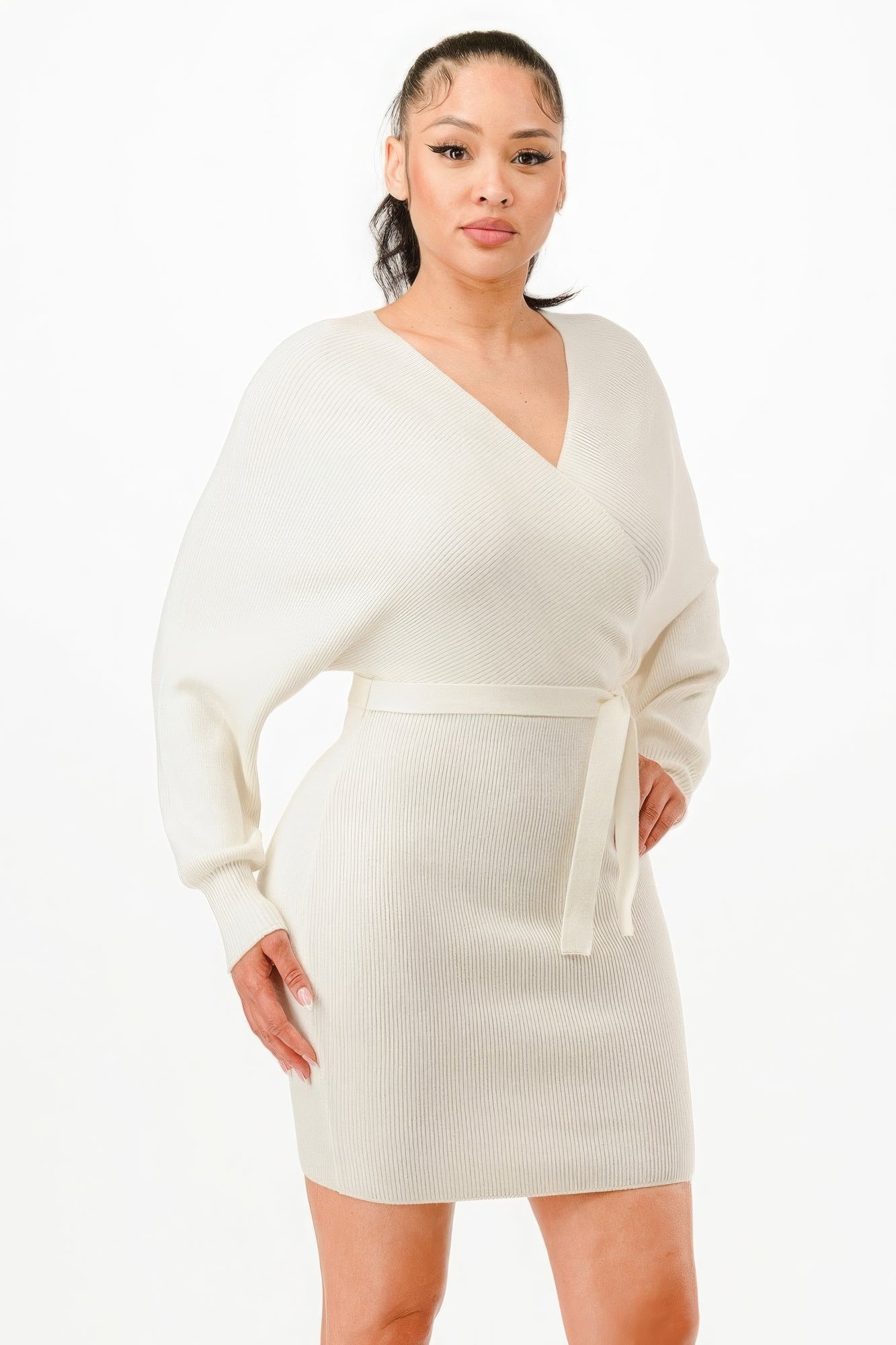 off shoulder ribbed sweater dress