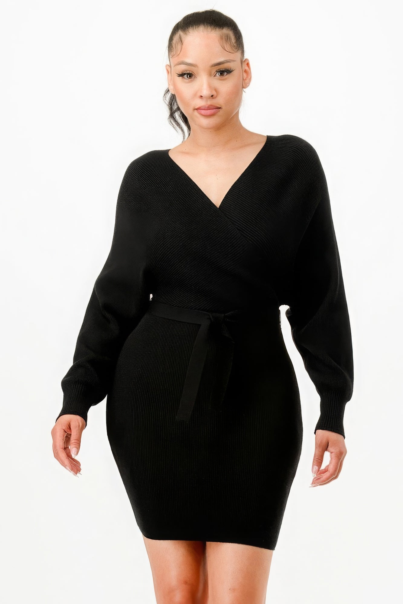 off shoulder ribbed sweater dress