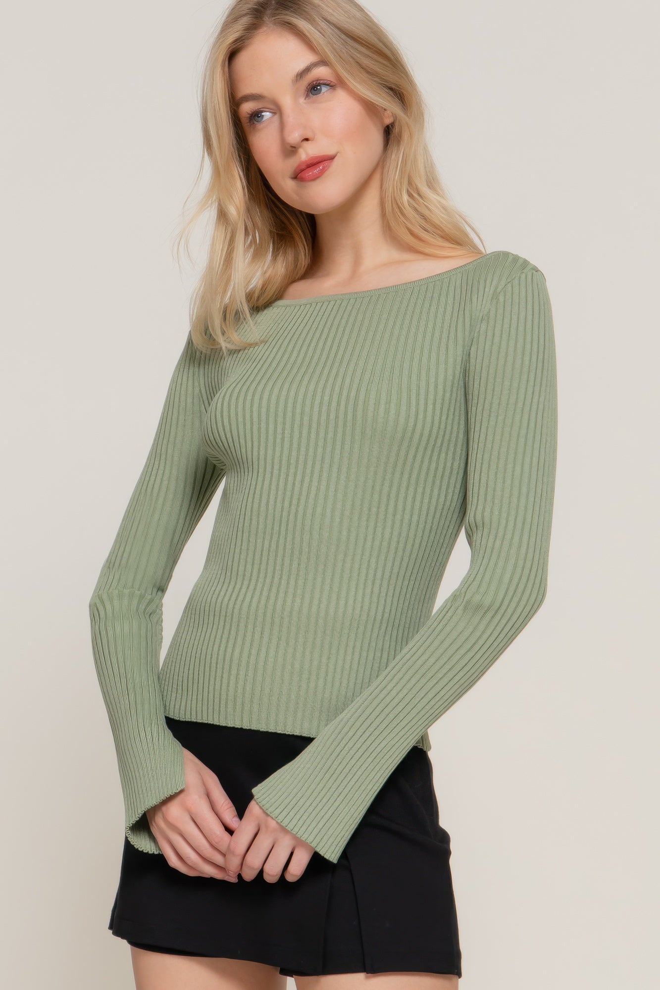 long sleeve boat neck sweater