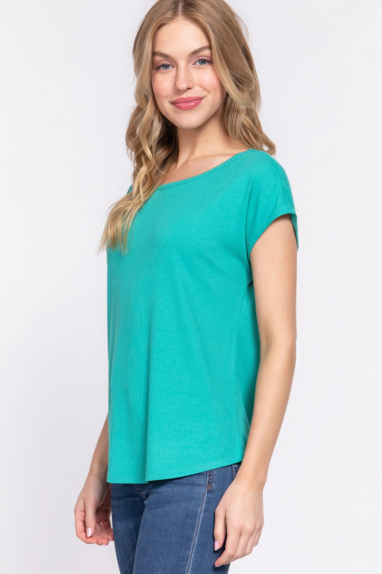 Short Dolman Slv Rib Knit Top