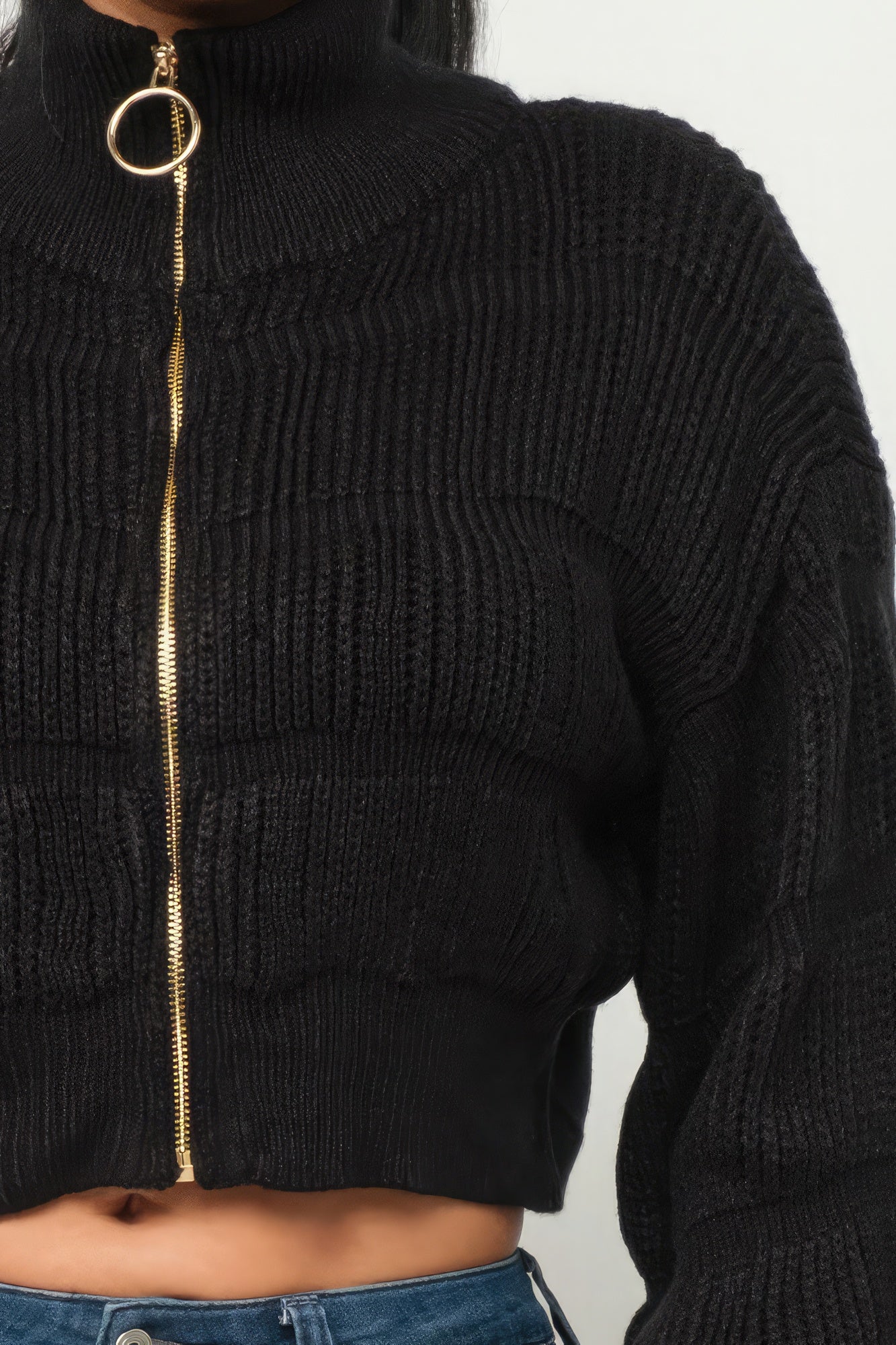 michelin sweater top with front zipper