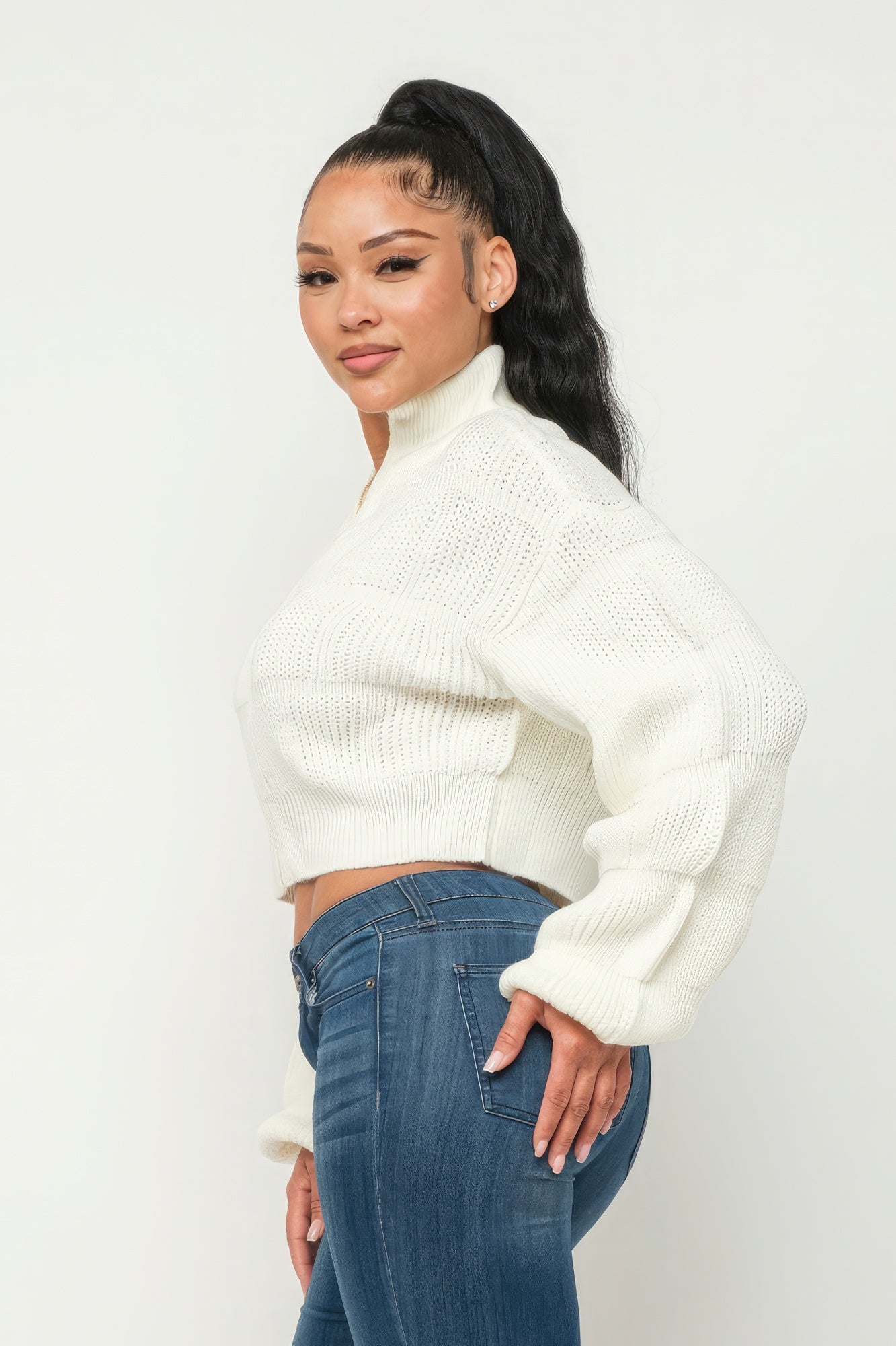 sweater top with front zipper