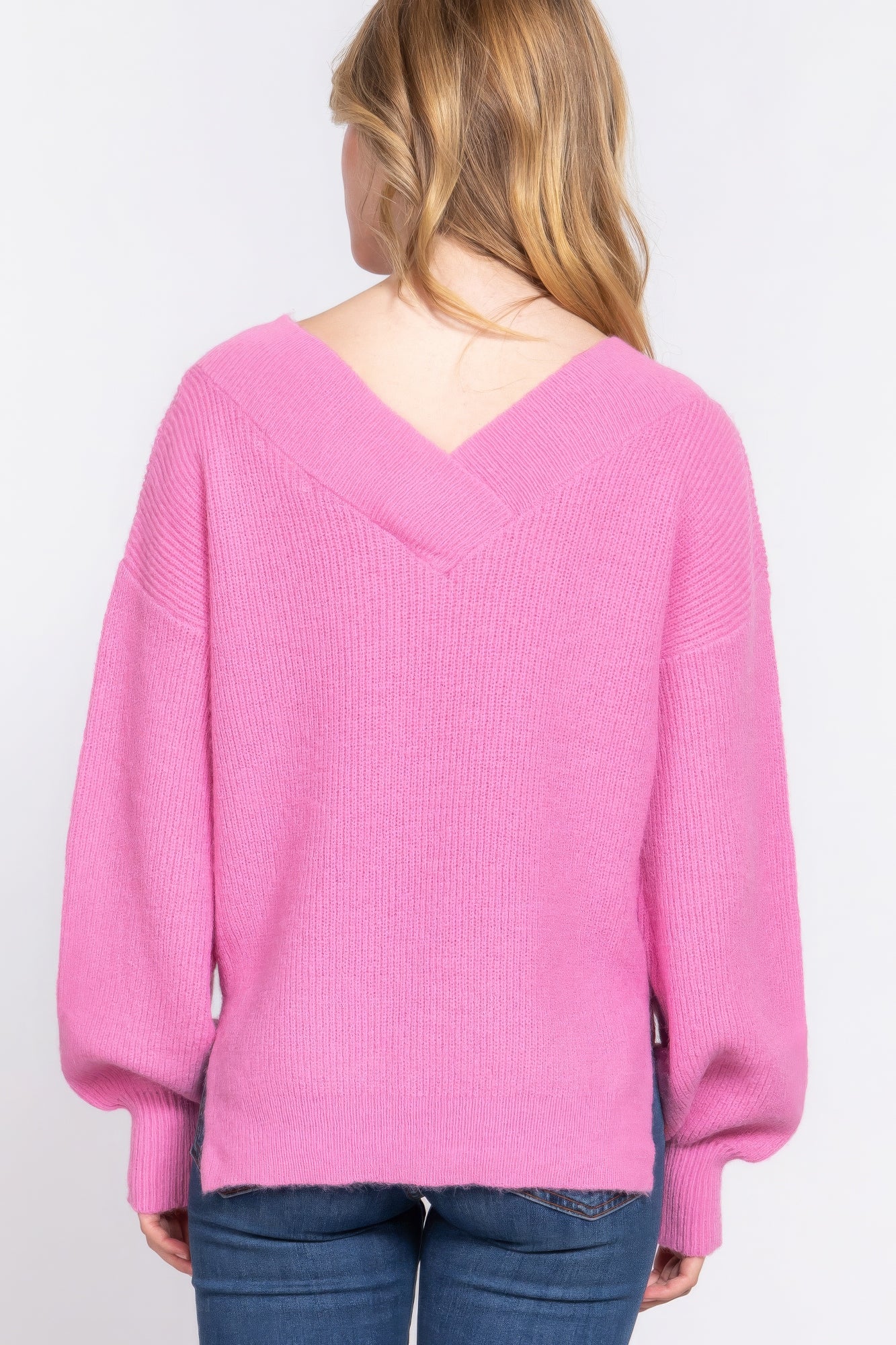 long sleeve double v-neck sweater