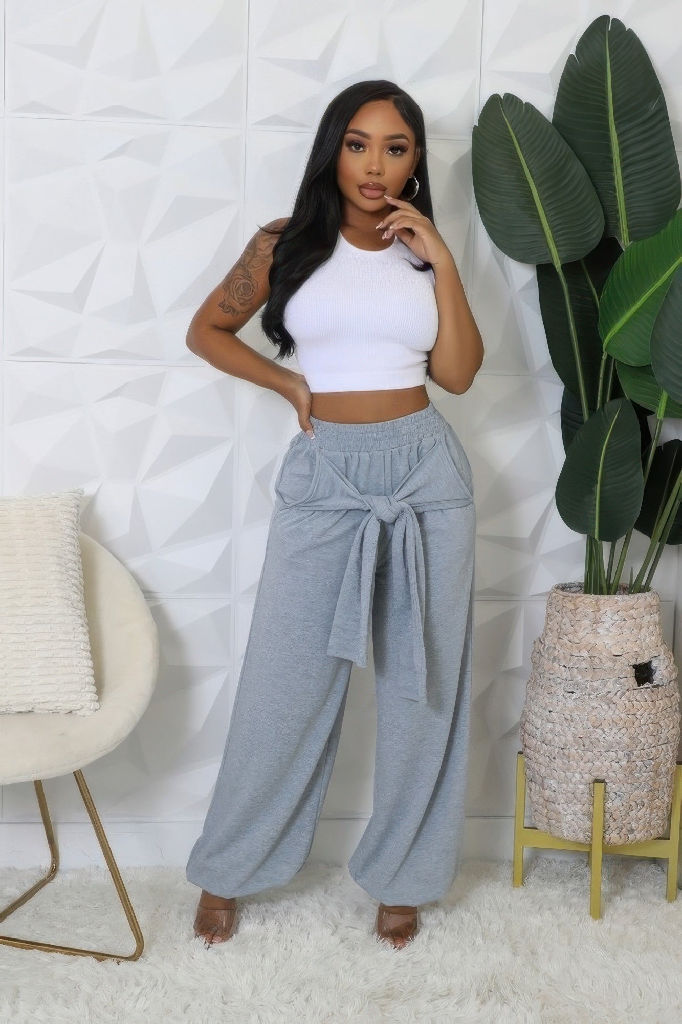 high-waisted stretch pants