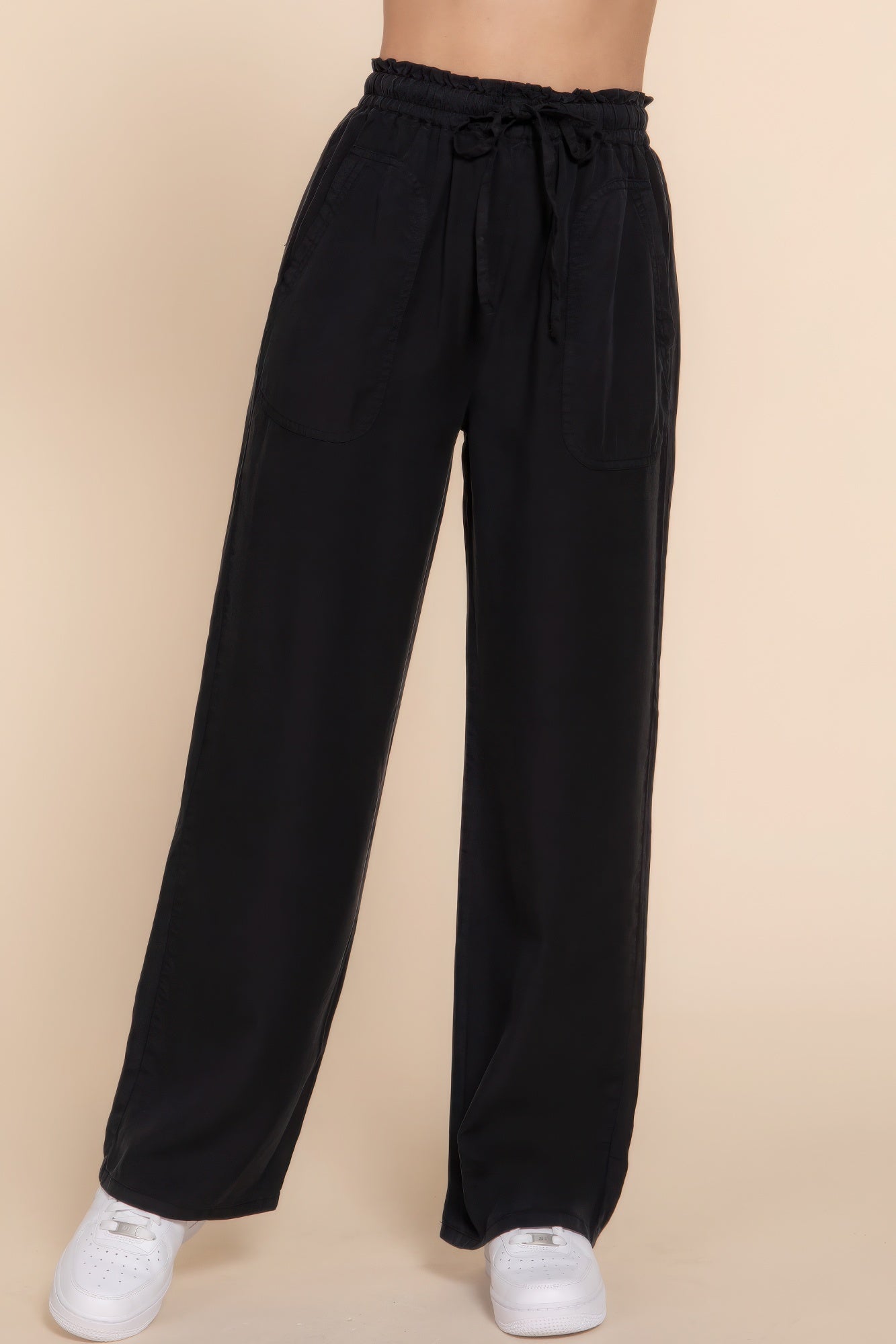 elastic waist tencel pants