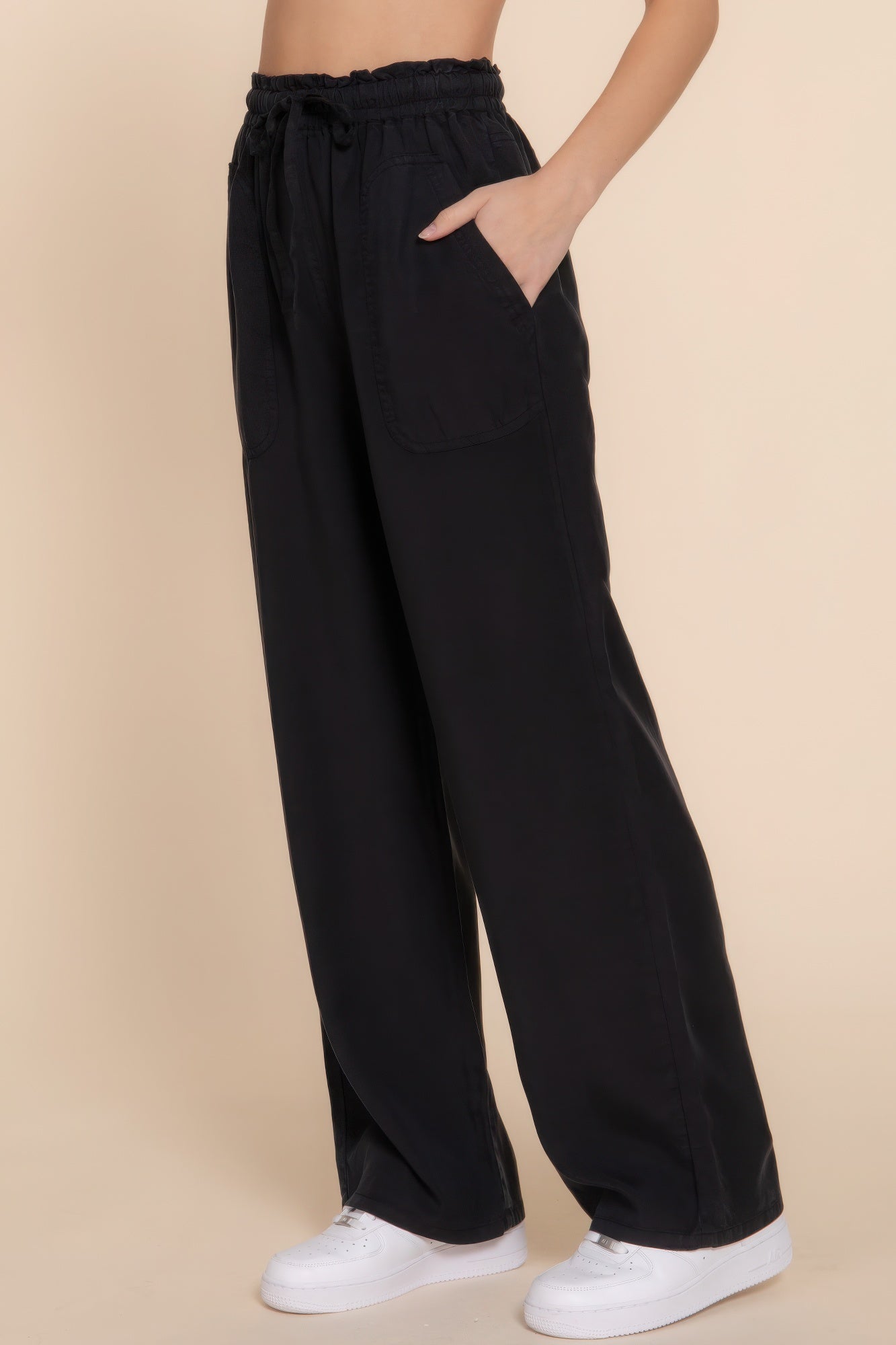 elastic waist tencel pants