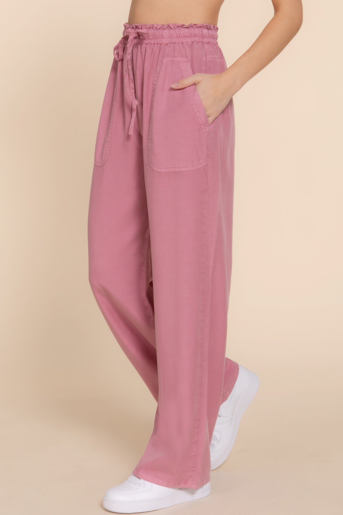 elastic waist tencel pants