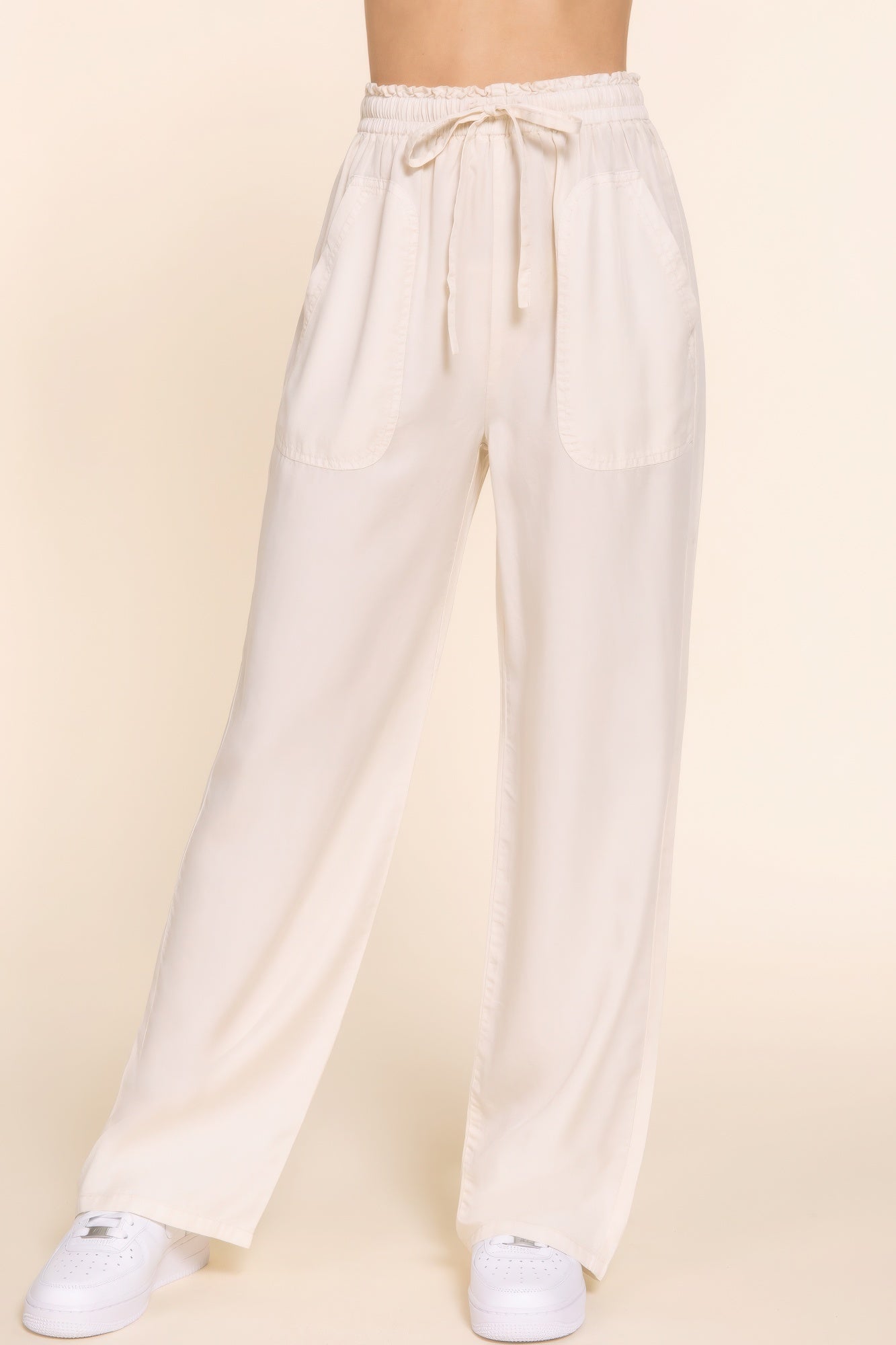 elastic waist tencel pants