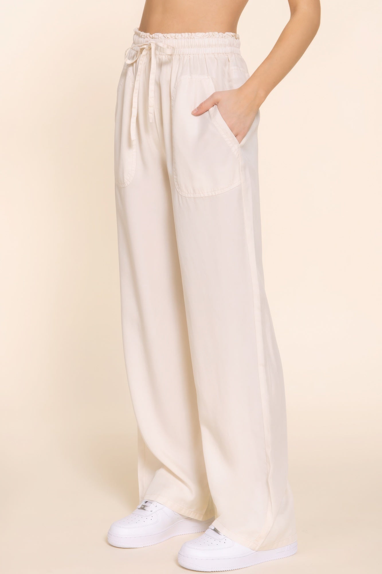 elastic waist tencel pants