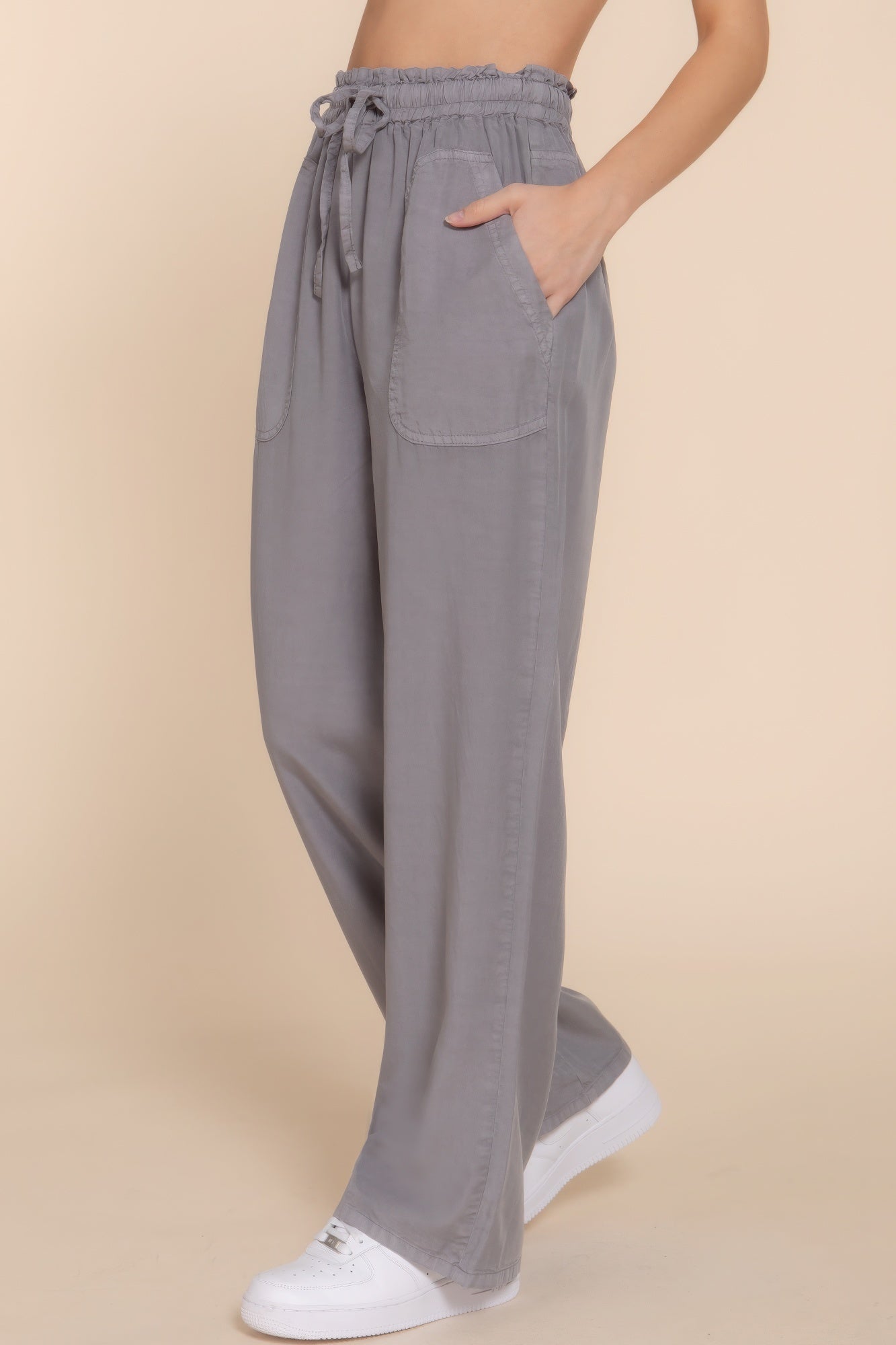 elastic waist tencel pants