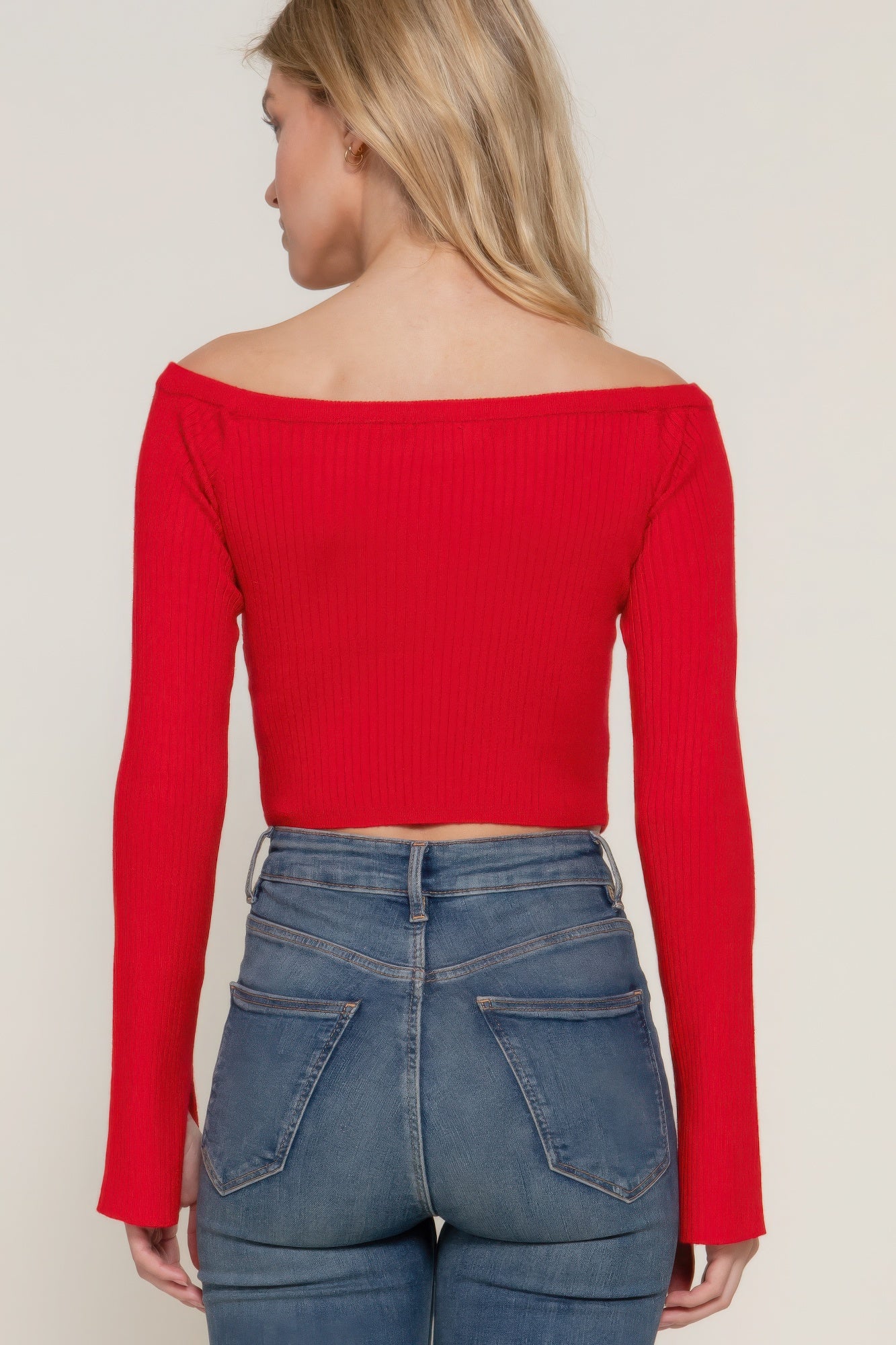 flare sleeve off shoulder sweater