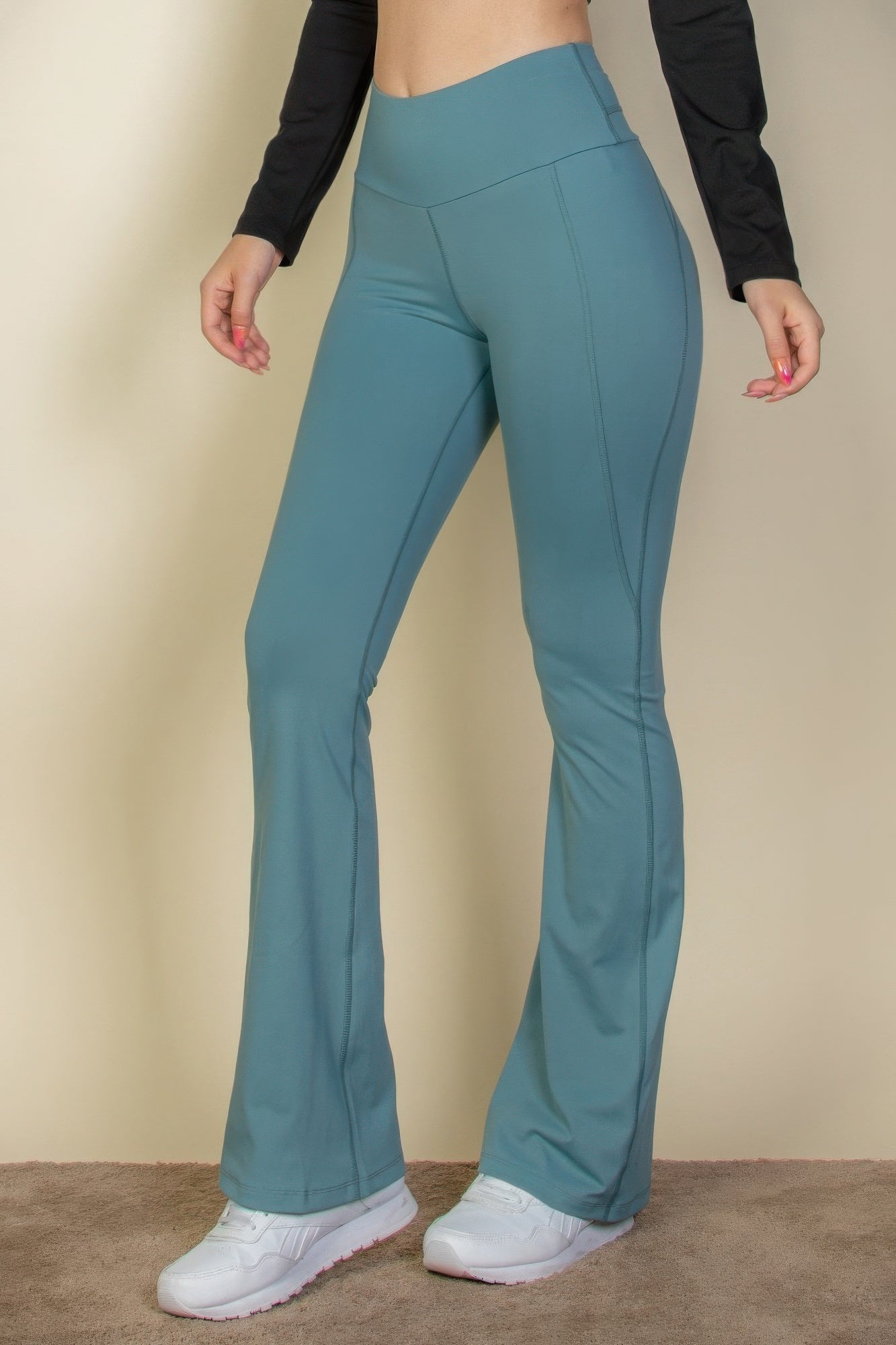 wide waistband flare leggings