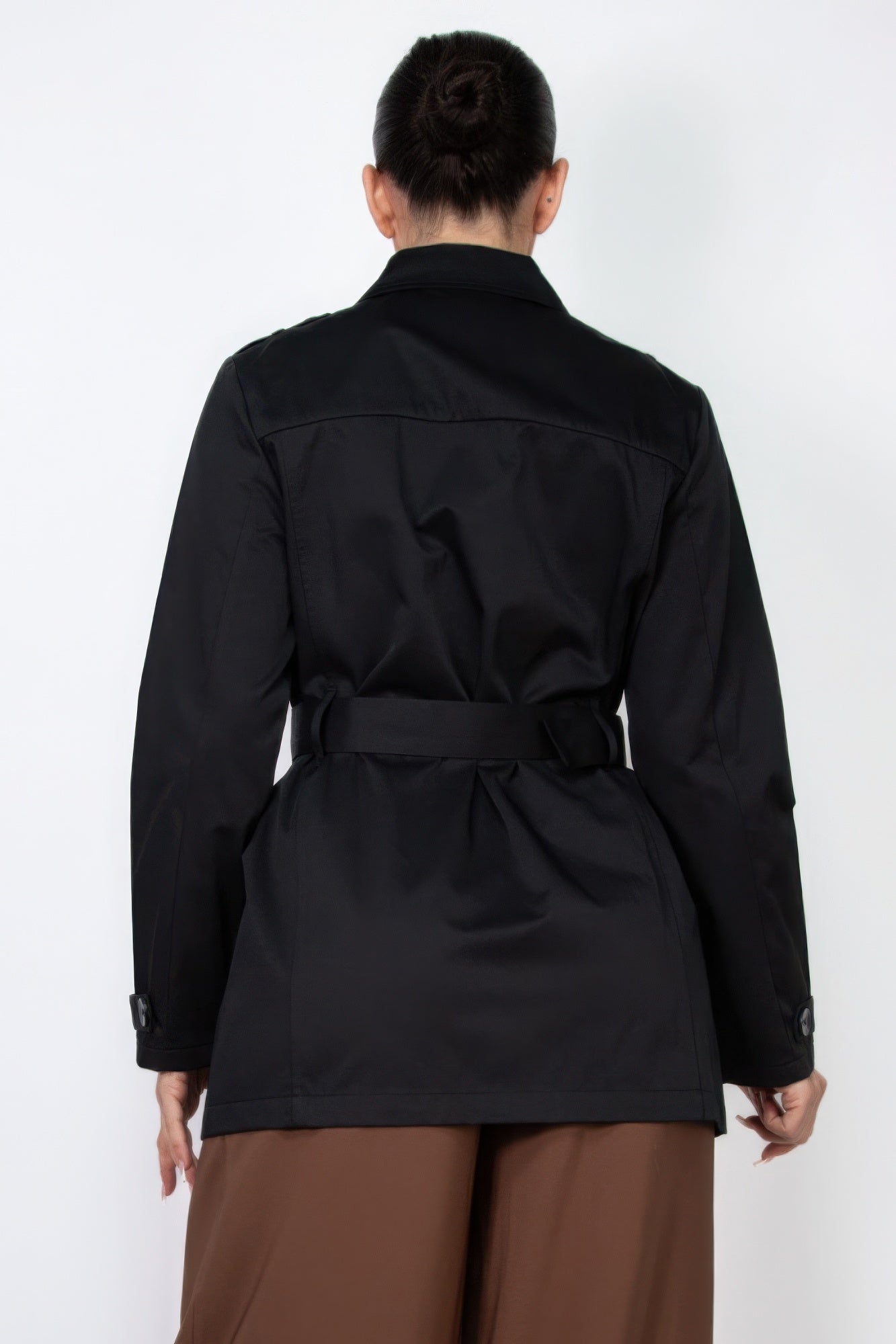 double-breasted notch belted coat