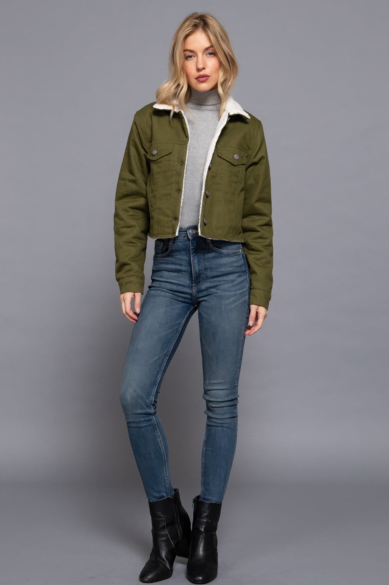 sherpa-lined twill jacket