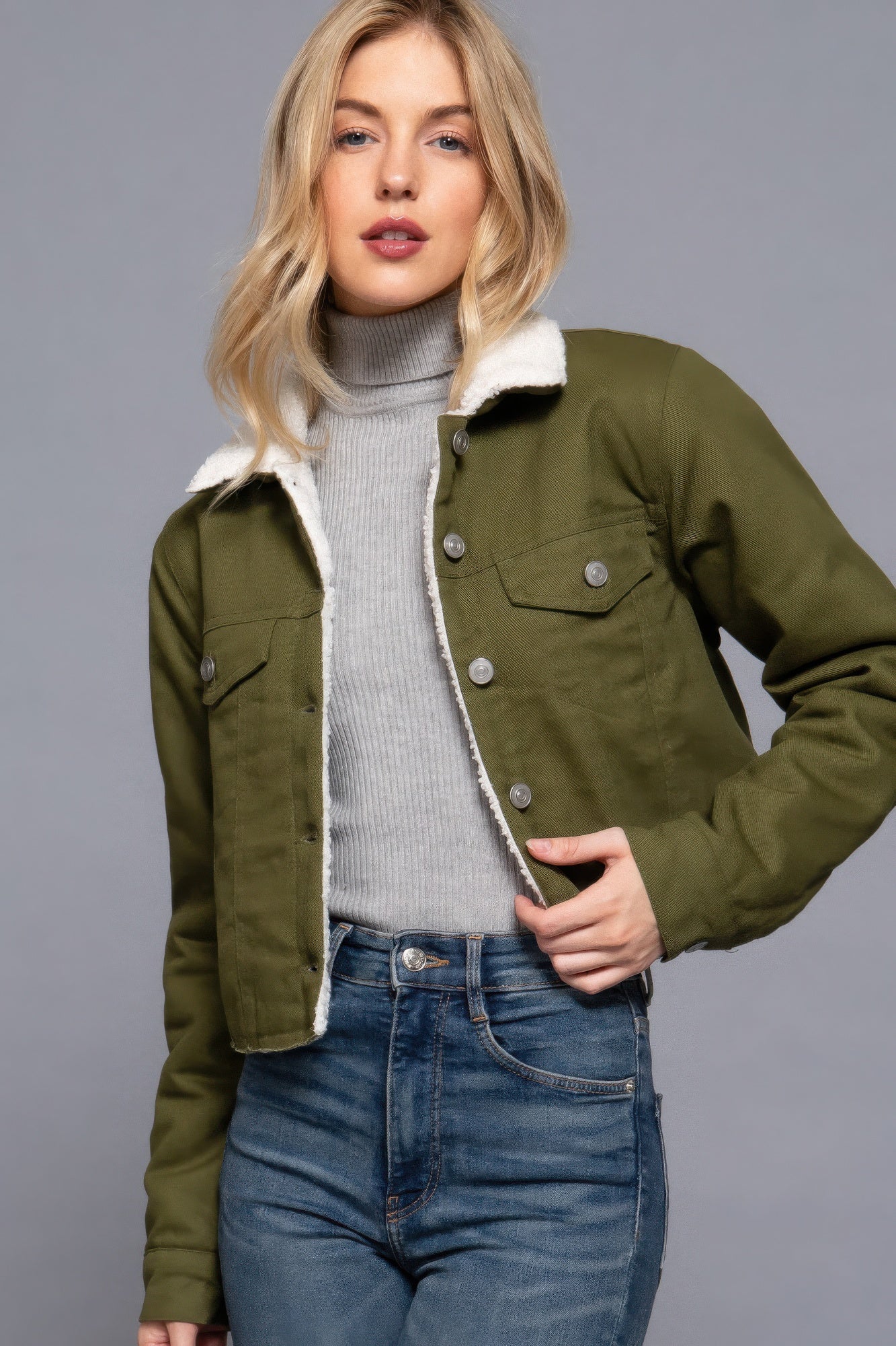 sherpa-lined twill jacket