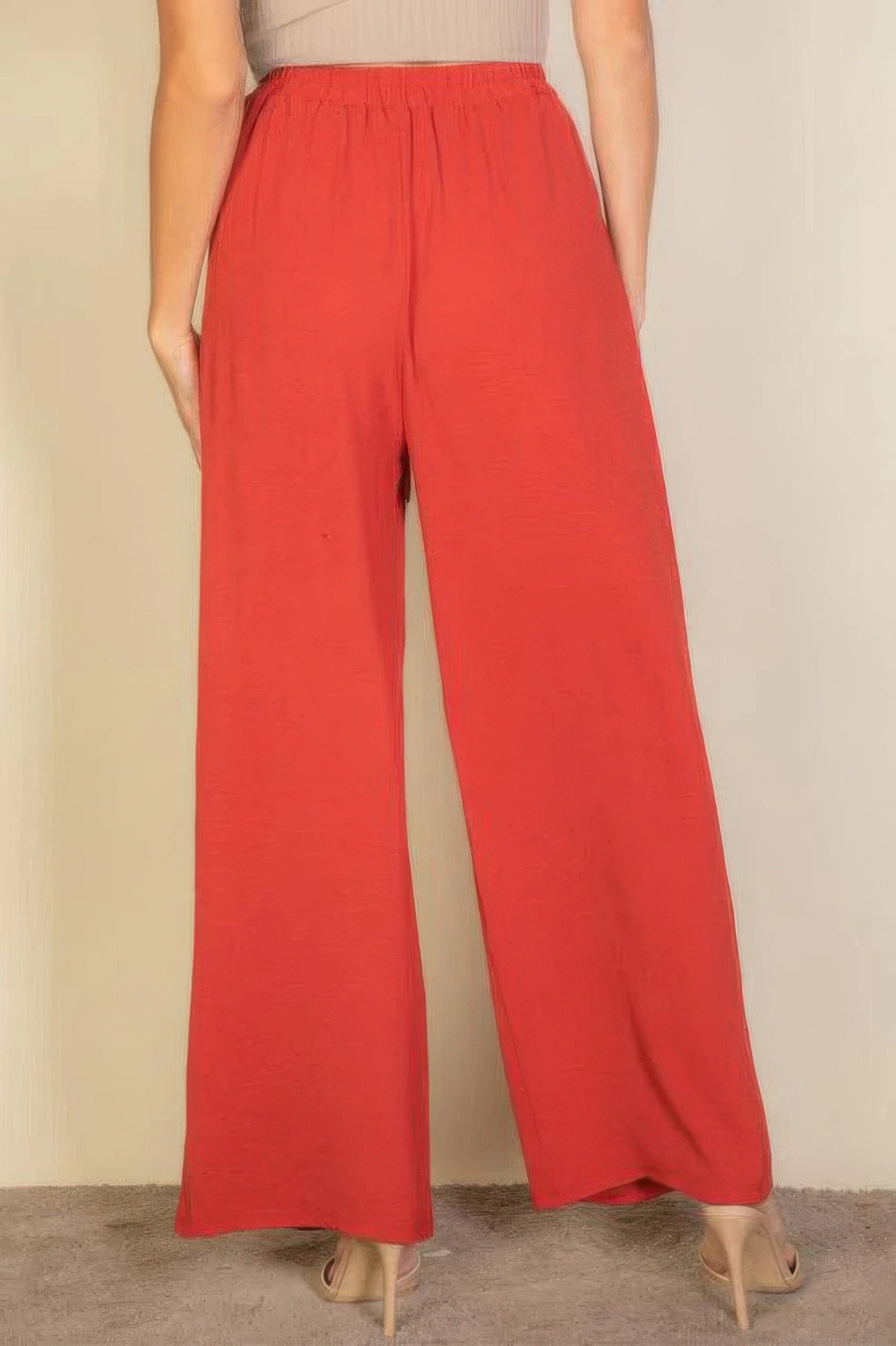 drawstring waist wide leg pants