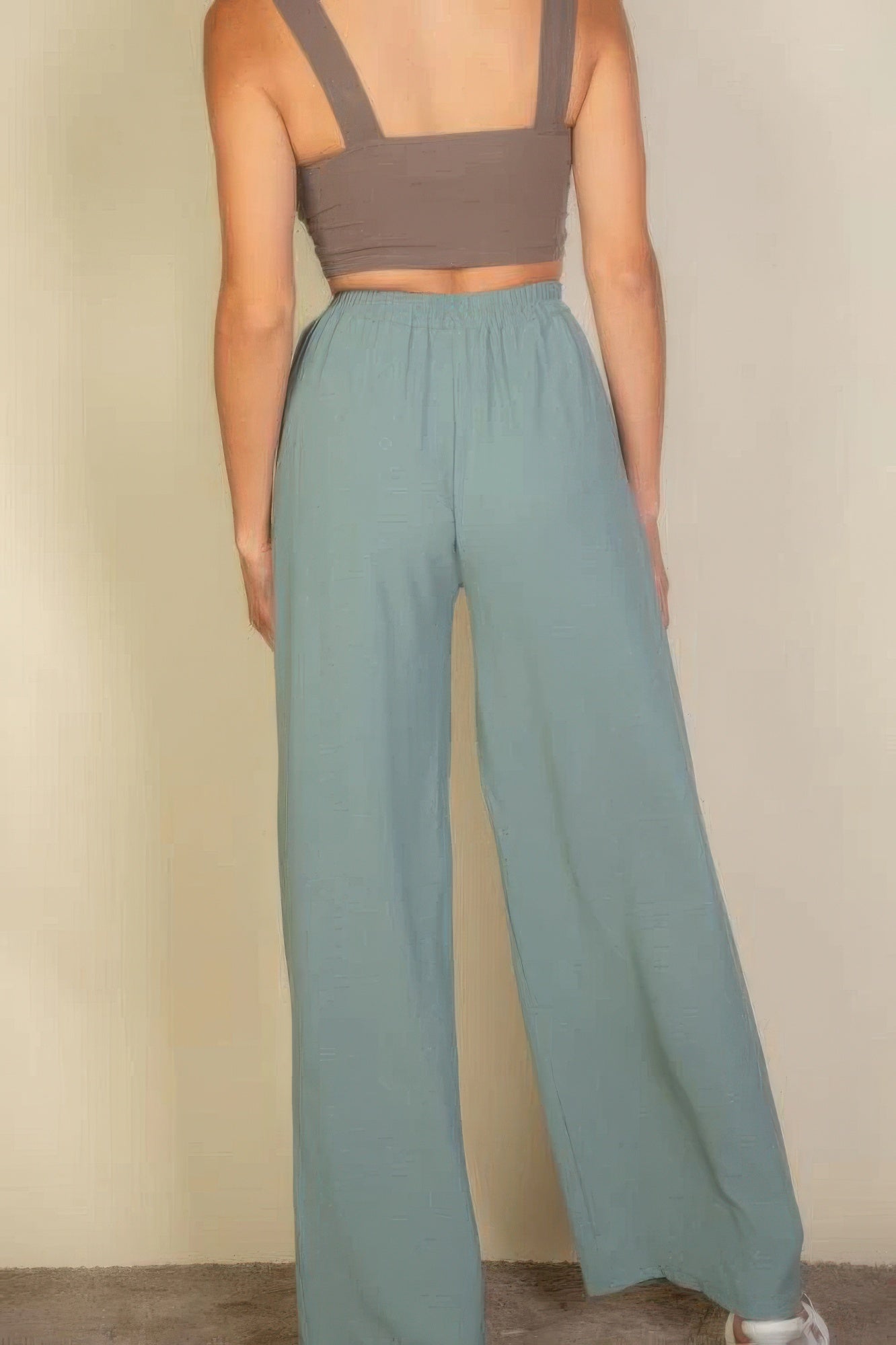 drawstring waist wide leg pants