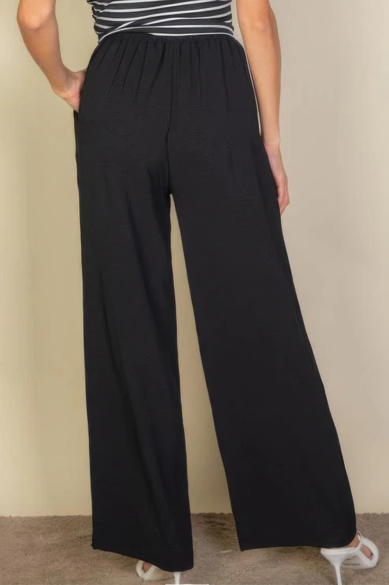 drawstring waist wide leg pants