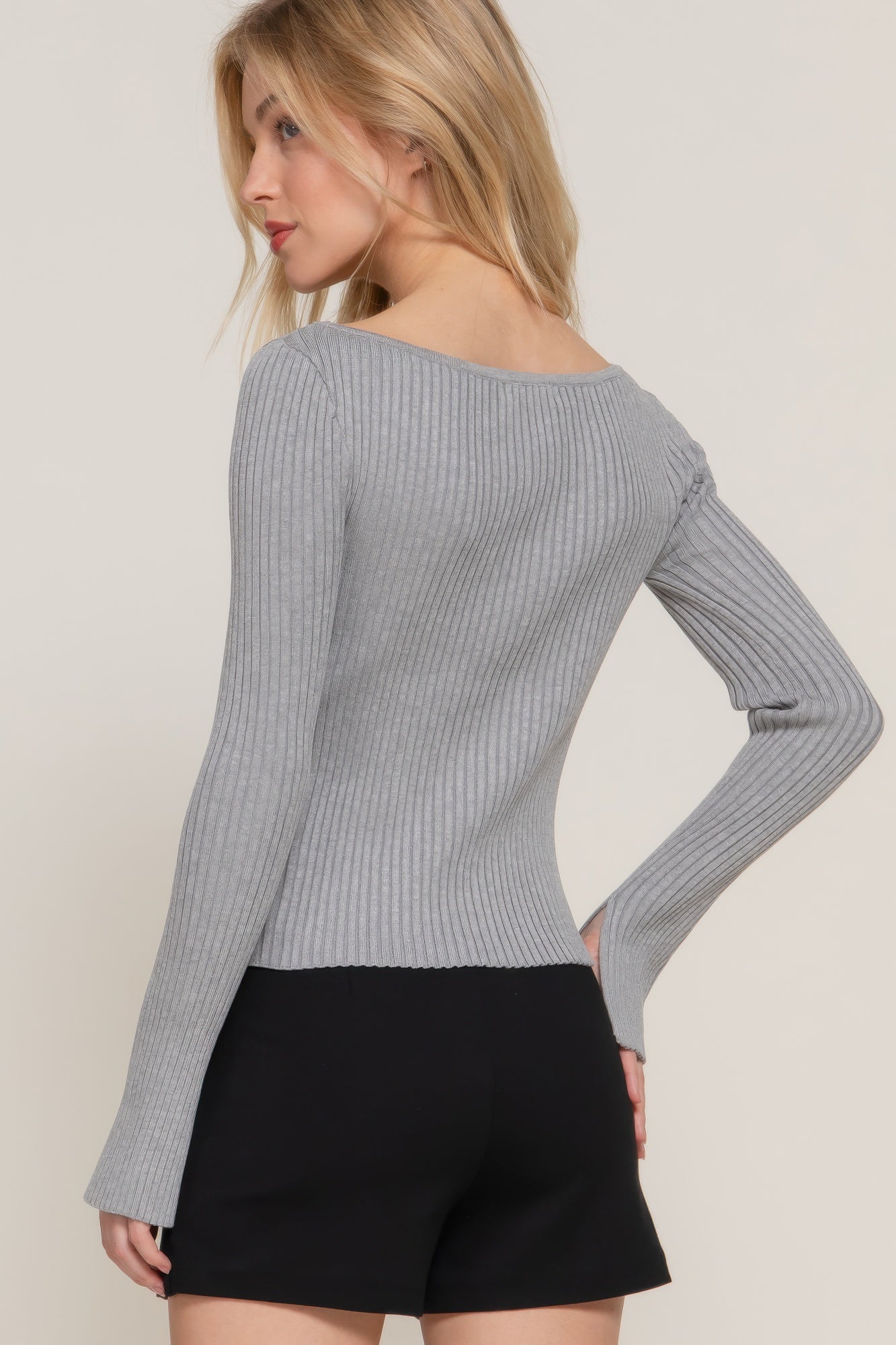 long sleeve boat neck sweater