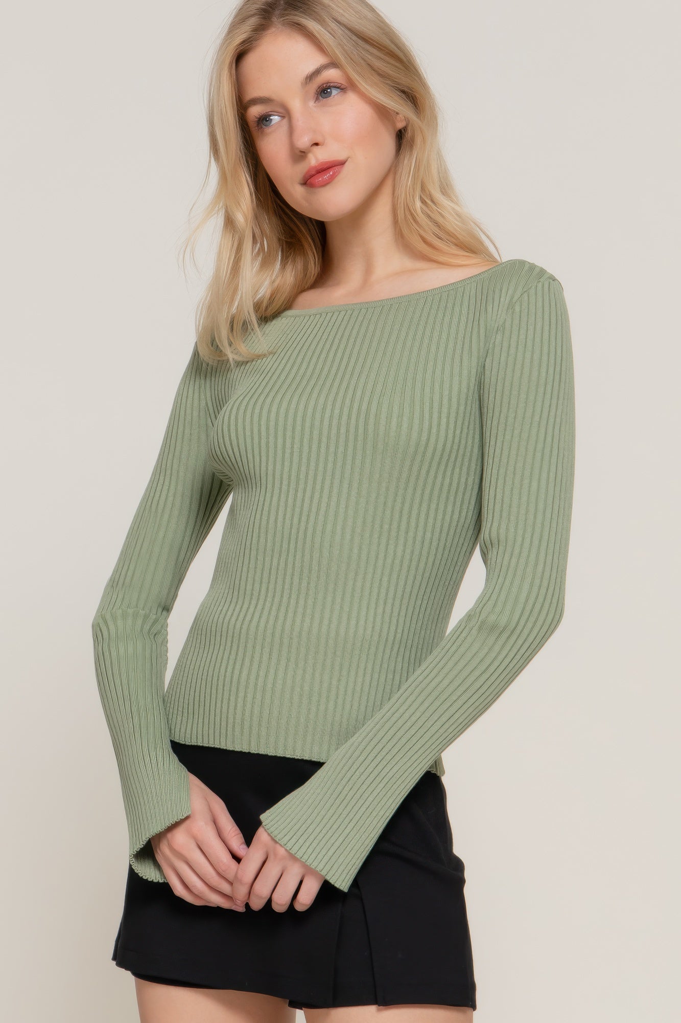 long sleeve boat neck sweater